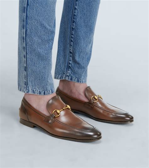 gucci mens loafers brown|men's gucci jordaan loafer.